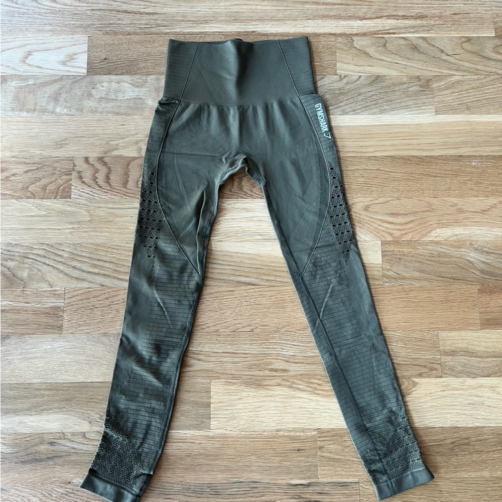 Gymshark Energy + Seamless green olive leggings
